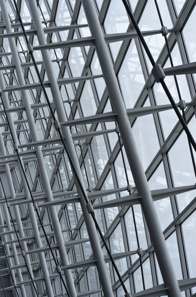 Modern architectural multiplicity Tilted interior section of Virginia Beach Convention Center